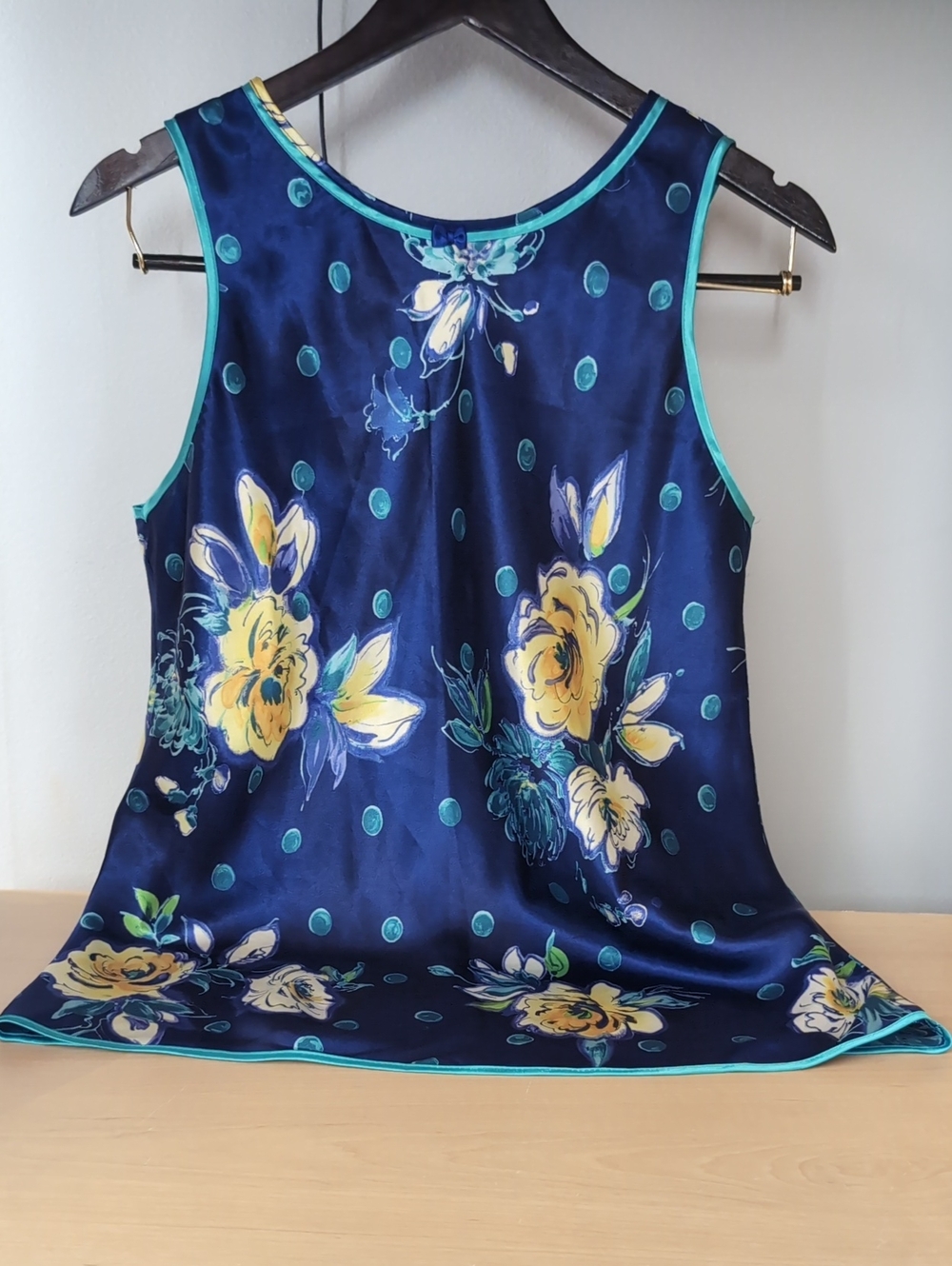 California Dynasty Floral Blue  Camisole with Yellow Accents